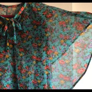 70’s flowy floral polyester shirt